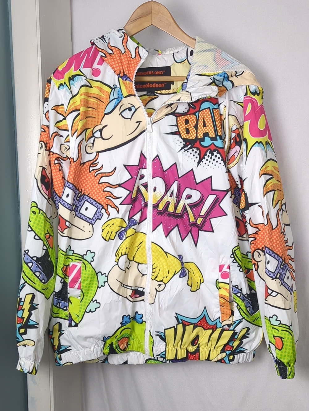 MEMBERS ONLY Adult Large Nickelodeon Rugrats Graphic Windbreaker Jacket